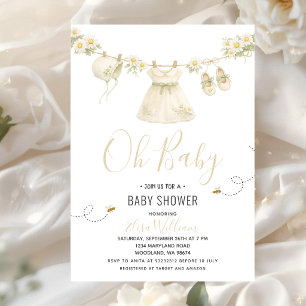 Baby-Shower-Wäscheleine mit Gänseblümchen für Mädc Einladung