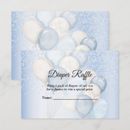 Baby-Shower Wasserfarbe Blau Weiße Ballons Party Begleitkarte