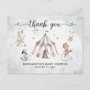 Baby-Shower-Wasserfarben-Zirkus-Dankeschön Postkarte