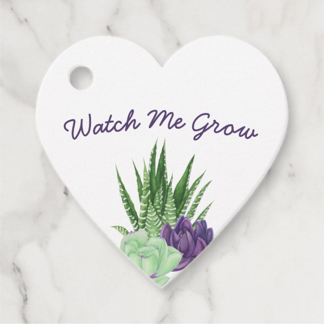 Baby Shower Watch Me Grow Succuly Danke Geschenkanhänger (Vorderseite)