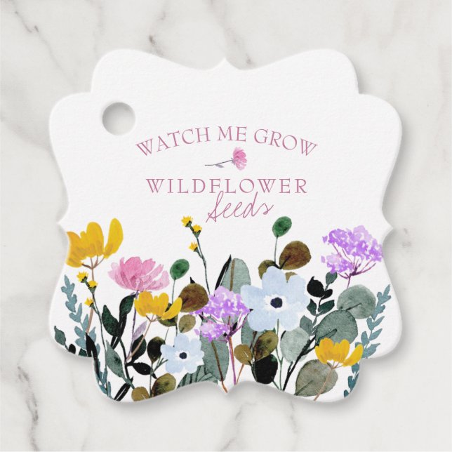 Baby Shower Watch Me Grow Wildblume Danke Geschenkanhänger (Vorderseite)