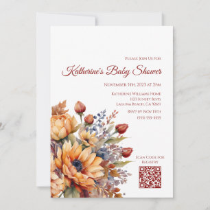Baby Shower Watercolor Fall Blume- Einladung