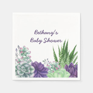 Baby-Shower Watercolor Sukkulenten Serviette