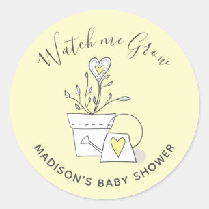 Baby-Shower Werde Groß Gelbe Herzpflanze Runder Aufkleber