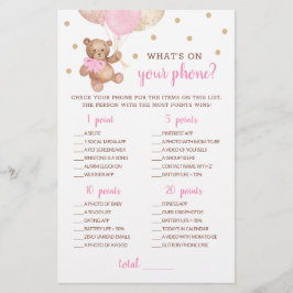 Baby Shower WHat's On Your Phone Game Teddy Bären