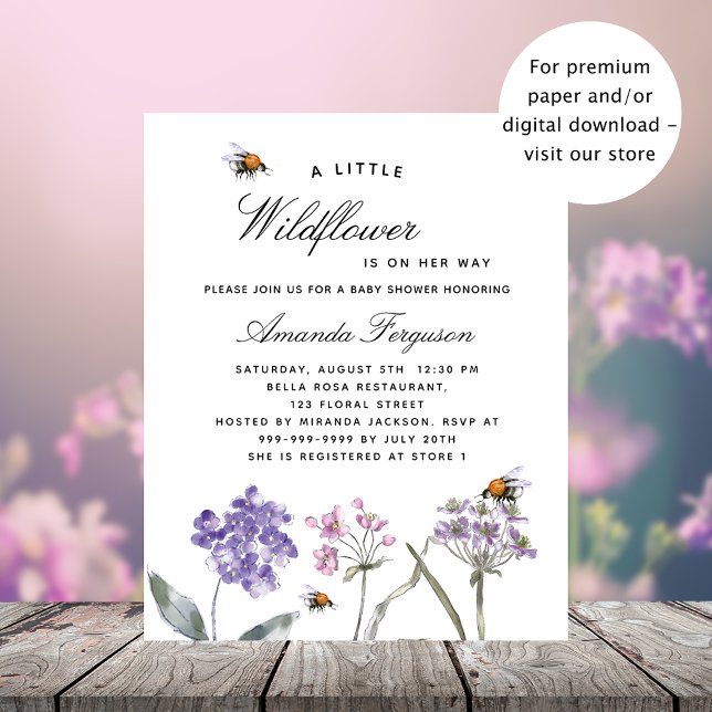 Baby Shower Wildblume Veilchenbudget Einladung Flyer (Von Creator hochgeladen)