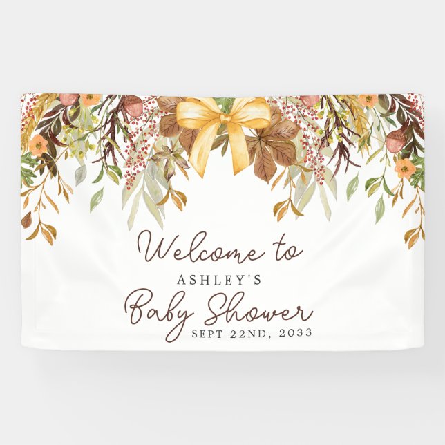 Baby Shower Willkommensgruß zum Herbst-Blumenfest Banner (Horizontal)