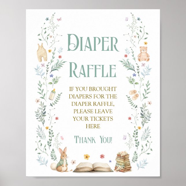 Baby Shower Windel-Raffel Buch  Poster (Vorne)