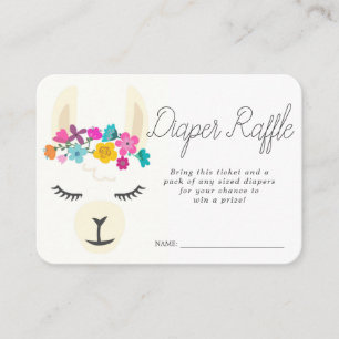 Baby-Shower-Windel-Raffel-Ticket Lama Begleitkarte