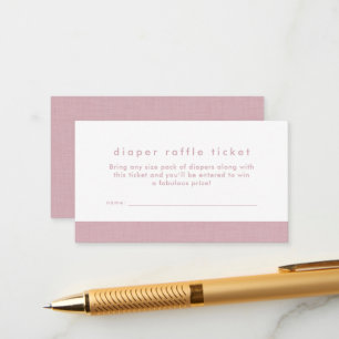 Baby-Shower-Windel-Raffel-Ticket rosa Leinen Begleitkarte