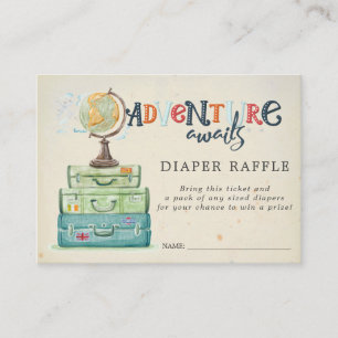 Baby-Shower-Windel-Raffel-Ticket Vintage Reise Begleitkarte