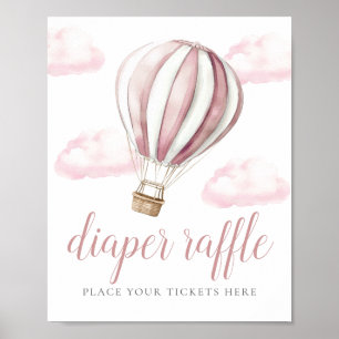 Baby-Shower-Windel-Raffle-Schild mit rosa Ballon Poster