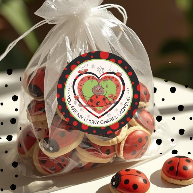 Baby Shower Winner Lucky Charm Ladybug Runder Aufkleber (Baby Shower Winner Lucky Charm Ladybug Classic Round Sticker)