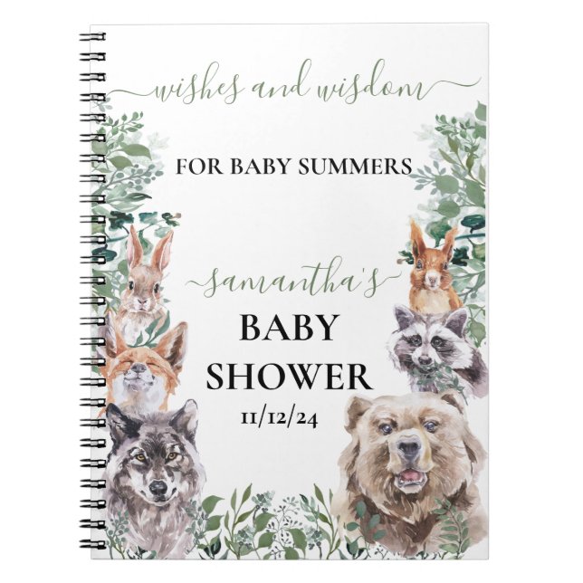 Baby Shower Woodland Forest Animans wünscht Weishe Notizblock (Vorderseite)