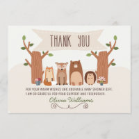 Baby Shower Woodland Tiere Danke Karte