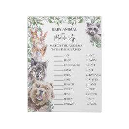 Baby Shower Woodland Tiere passen sich dem Spiel a Notizblock