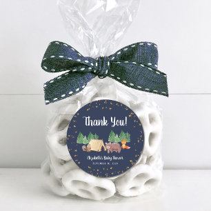 Baby Shower Woodland Tiere Vielen Dank Runder Aufkleber