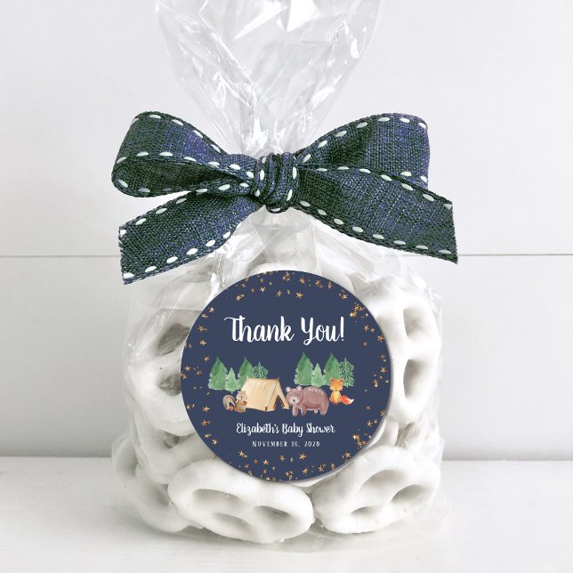 Baby Shower Woodland Tiere Vielen Dank Runder Aufkleber (Von Creator hochgeladen)