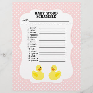 Baby Shower Word Scramble Game Flyer