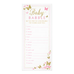 Baby Shower Word Scramble Game, Schmetterlinge Werbekarte
