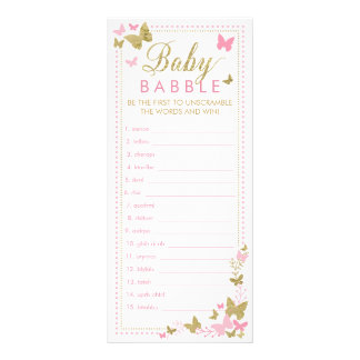 Baby Shower Word Scramble Game, Schmetterlinge Werbekarte