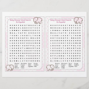 Baby Shower Word search Spanish Flyer