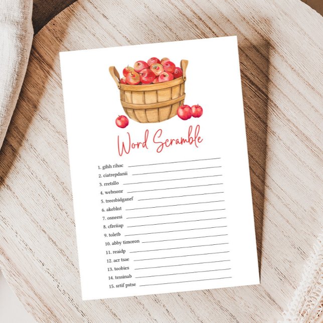 Baby-Shower-Wortverwirrungsspiel mit Apfelkorb im  (Apple Baby Shower Game)