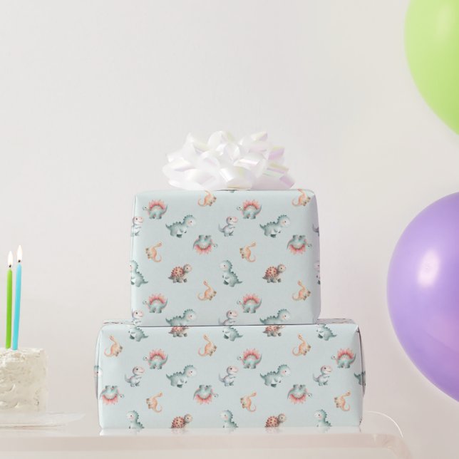 Baby Shower Wrapping Paper Mixed Dinosaur Pattern Geschenkpapier (Partygeschenke)
