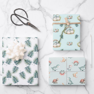 Baby Shower Wrapping Paper Set Dinosaur Dino Mite  Geschenkpapier Set