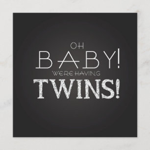 Baby Shower ZWILLINGE Graue Tafel Moderne Klassik Einladung