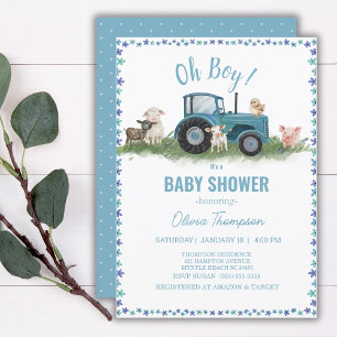 Baby Showfarm Animals Traktor Boy Einladung
