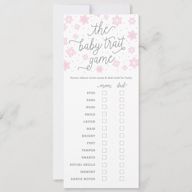 Baby Showgame Card Baby Trait Game Snowflake Einladung (Vorderseite)