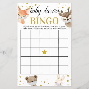 Baby Showgame Woodland Baby Animals Bingo Card Flyer