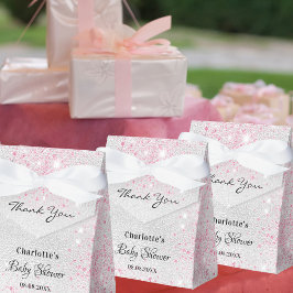 Baby Showgirl Silberrosa Glitzer Danke Geschenkschachtel