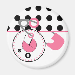 Baby Showmagnet - Polka Dot & Pink Diaper Button Magnet