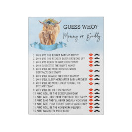 Baby Showman schätzt, wer Highland Kuh Blue spiele Notizblock