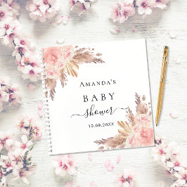 Baby Showpampas Gras Rose Gold Gästebuch Notizbuch