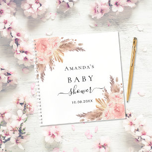 Baby Showpampas Gras Rose Gold Gästebuch Notizbuch