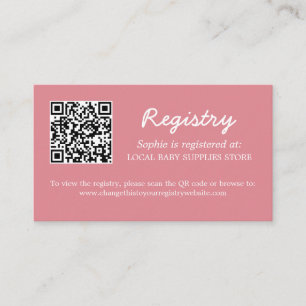 Baby Showregister QR Code Rosa Begleitkarte