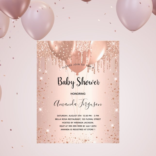 Baby Showroom Rose Gold Glitzer Einladung Flyer (Von Creator hochgeladen)