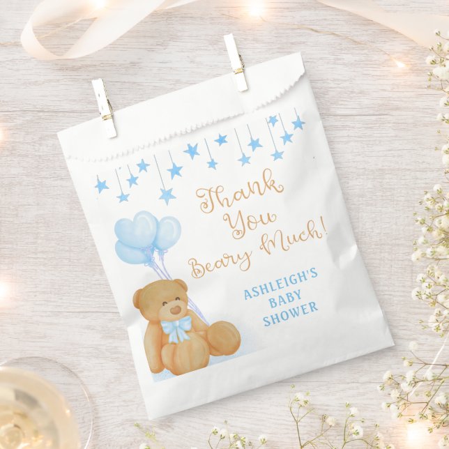 Baby Showroom Teddy Bear Blue Stars Vielen Dank Geschenktütchen (Ausgeschnitten)