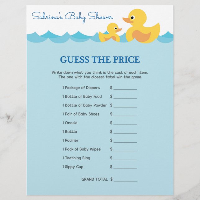 Baby Showspiel im Niedlichen Thema Rubber Duck (Vorderseite)