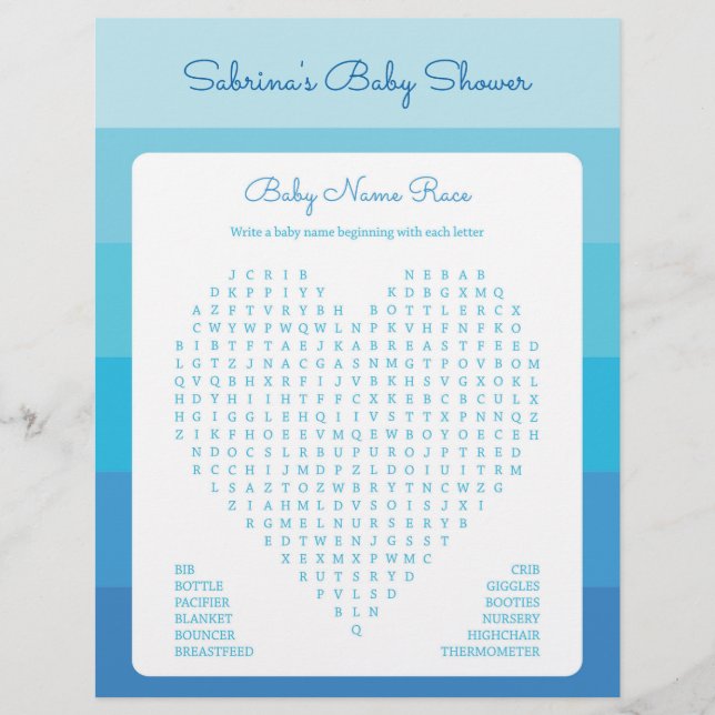 Baby Showspiel in Blue Ombre Streifen (Vorderseite)