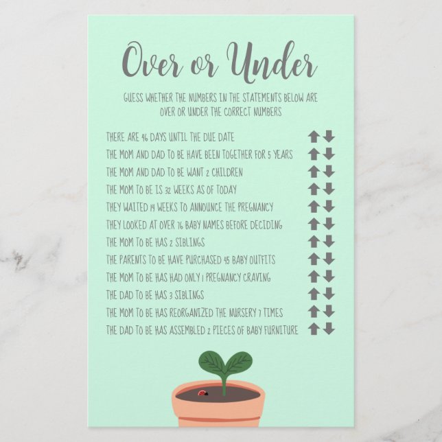 Baby Showspiel über oder unter Flyer (Vorne)