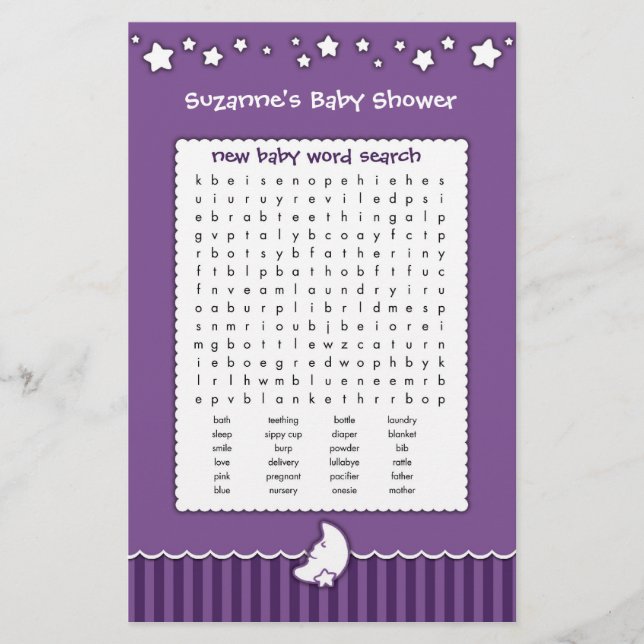 Baby Showspiel - Word Search (Vorderseite)