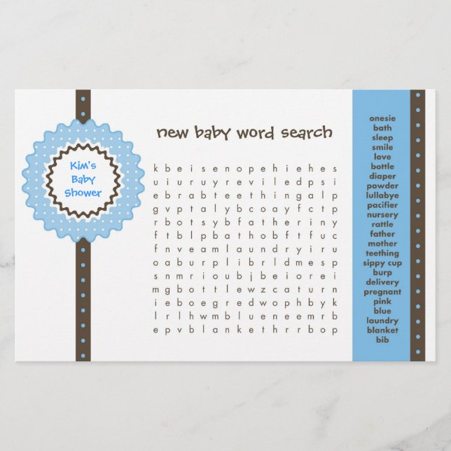 Baby Showspiel - Word Search (Vorderseite)