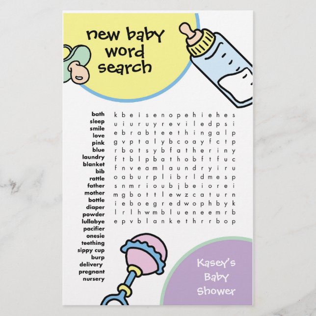 Baby Showspiel - Word Search (Vorderseite)
