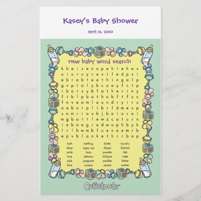 Baby Showspiel - Word Search (Vorderseite)