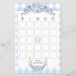 Baby Showspiele Bingo BOHO Baby Shower Blue Flyer