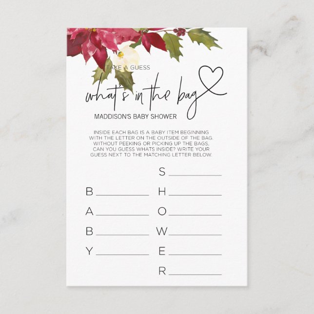 Baby Showspiele Weihnachtsdusche Party Card Begleitkarte (Vorderseite)